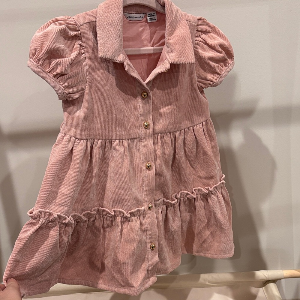 Janie and Jack corduroy pink Button-Up Dress